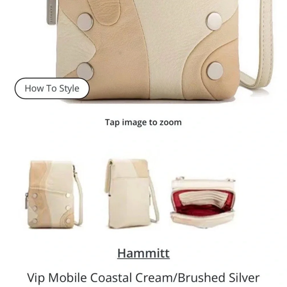 NWT $275 Hammitt Leather VIP Mobile phone Crossbody Coastal Cream Silver HRDWR - Picture 13 of 13